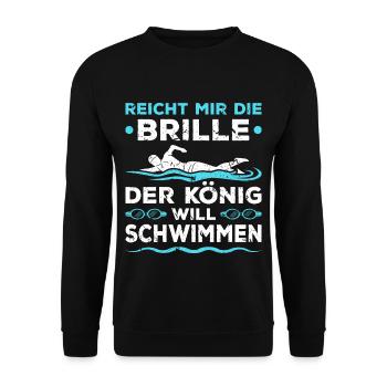 Schwimm Bademeister König Schwimmen - Unisex Pullover - Schwarz - Vorne - Alina (178cm) & Michal (187cm)