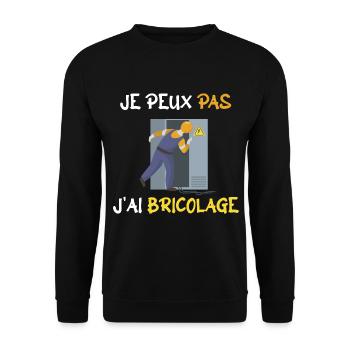 je peux pas j'ai bricolage - Bricolage - Sweat-shirt Unisexe - noir - Devant - Alina (178cm) & Michal (187cm)