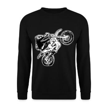 Supermoto / Supermotard / Supermoto Wheelie Biker - Unisex Sweatshirt - black - Front - Alina (178cm) & Michal (187cm)