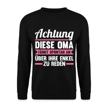 Großmutter Großmama Omi Oma - Unisex Pullover - Schwarz - Vorne - Alina (178cm) & Michal (187cm)