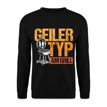 Grillen Bbq Geiler Typ am Grill - Unisex Pullover - Schwarz - Vorne - Alina (178cm) & Michal (187cm)