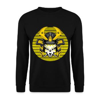 Kitsun Vaporwave Japanische Kami Vaporwave Kitsune - Unisex Pullover - Schwarz - Vorne - Alina (178cm) & Michal (187cm)