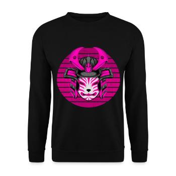 Kitsun Vaporwave Japanische Kami Vaporwave Kitsune - Unisex Pullover - Schwarz - Vorne - Alina (178cm) & Michal (187cm)