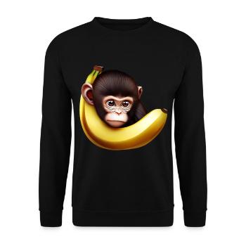 Monkey hide-and-seek banana - Unisex Sweatshirt - black - Front - Alina (178cm) & Michal (187cm)