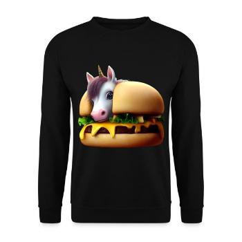 Unicorn Cheeseburger - Unisex Sweatshirt - black - Front - Alina (178cm) & Michal (187cm)
