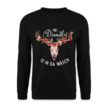 Dirndl est dans da Wäsch Hirschgeweih Volksfest - Sweat-shirt Unisexe - noir - Devant - Alina (178cm) & Michal (187cm)