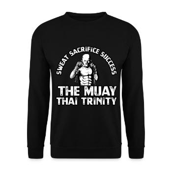 Sweat Sacrifice Success Die Muay Thai Dreifaltigkeit - Unisex Pullover - Schwarz - Vorne - Alina (178cm) & Michal (187cm)