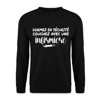 Dormez En Sécurité Couchez Avec Une Infirmière - Sweat-shirt Unisexe - noir - Devant - Alina (178cm) & Michal (187cm)