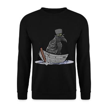 Crow Raven Raven Fairy Tale Character Boat Maritime - Unisex Sweatshirt - black - Front - Alina (178cm) & Michal (187cm)