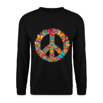 Happy Earth Day Butterfly Peace Sign Colorful - Unisex Sweatshirt - black - Front - Alina (178cm) & Michal (187cm)