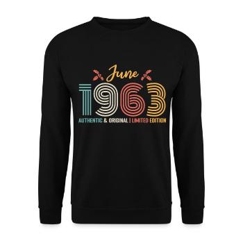 June 1963 Birthday June 1963 Retro June - Unisex Sweatshirt - black - Front - Alina (178cm) & Michal (187cm)