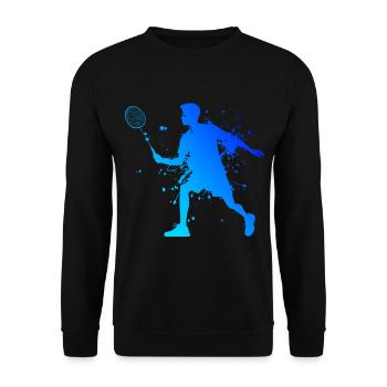 Herren Damen Badmintonspieler Federball Badminton - Unisex Pullover - Schwarz - Vorne - Alina (178cm) & Michal (187cm)