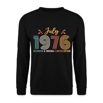 July 1976 Birthday July 1976 July - Unisex Sweatshirt - black - Front - Alina (178cm) & Michal (187cm)