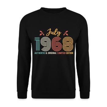 July 1968 Birthday July 1968 July - Unisex Sweatshirt - black - Front - Alina (178cm) & Michal (187cm)