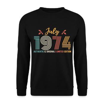 July 1974 Birthday July 1974 July - Unisex Sweatshirt - black - Front - Alina (178cm) & Michal (187cm)