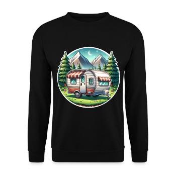 Camping Camper Caravan - Unisex Sweatshirt - black - Front - Alina (178cm) & Michal (187cm)