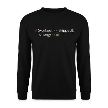 Lustiges Workout- und Coding-Design - Unisex Pullover - Schwarz - Vorne - Alina (178cm) & Michal (187cm)