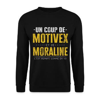 Citation Drôle Militaire Humour Motivex Moraline - Sweat-shirt Unisexe - noir - Devant - Alina (178cm) & Michal (187cm)