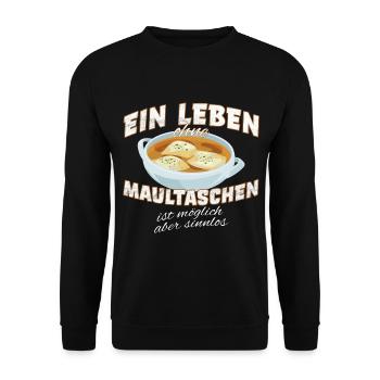 Maultaschen essen für den stolzen Schwaben - Unisex Pullover - Schwarz - Vorne - Alina (178cm) & Michal (187cm)