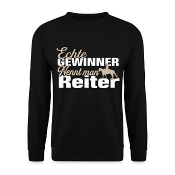 Reiter Reiterin Reiten Reitsport Spruch - Unisex Pullover - Schwarz - Vorne - Alina (178cm) & Michal (187cm)
