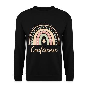 Cadeau Confiseuse. Boho Rainbow confiseuse. - Sweat-shirt Unisexe - noir - Devant - Alina (178cm) & Michal (187cm)