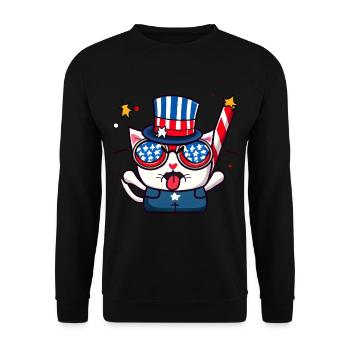 Tenue de chat patriotique du 4 juillet - Sweat-shirt Unisexe - noir - Devant - Alina (178cm) & Michal (187cm)