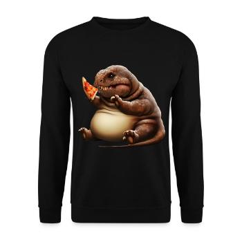Pizza Loving Dinosaur - Unisex Sweatshirt - black - Front - Alina (178cm) & Michal (187cm)