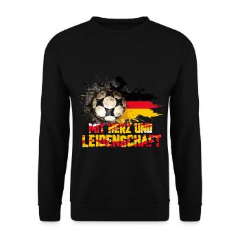Germany Fan – With Heart and Passion - Unisex Sweatshirt - black - Front - Alina (178cm) & Michal (187cm)