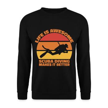 La vie est géniale - la plongée sous-marine la rend meilleure - Sweat-shirt Unisexe - noir - Devant - Alina (178cm) & Michal (187cm)