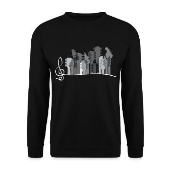 Black and white guitar with music bar, guitarist - Unisex Sweatshirt - black - Front - Alina (178cm) & Michal (187cm)