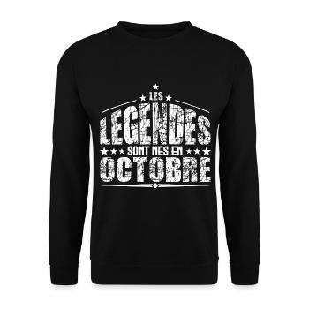 Octobre | les Légendes sont nés en Octobre Anniver - Sweat-shirt Unisexe - noir - Devant - Alina (178cm) & Michal (187cm)