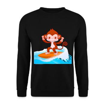 Surfer Monkey - Unisex Sweatshirt - black - Front - Alina (178cm) & Michal (187cm)