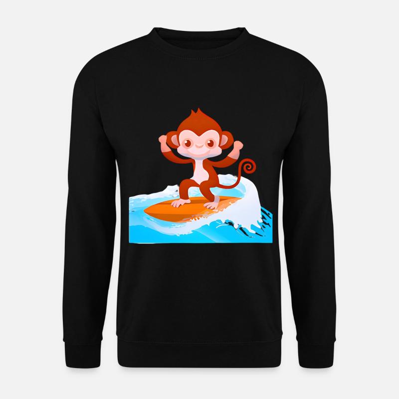 Surfer Affe - Unisex Pullover - Schwarz