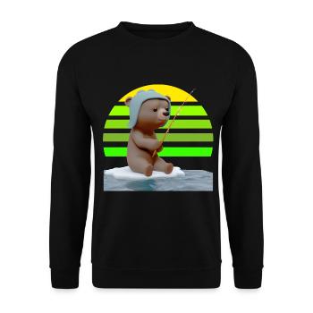 Angler Bär Eis Fischen - Unisex Pullover - Schwarz - Vorne - Alina (178cm) & Michal (187cm)