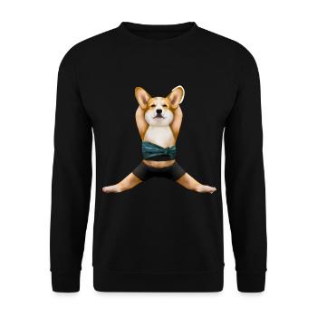 Corgi dog in yoga pose - Unisex Sweatshirt - black - Front - Alina (178cm) & Michal (187cm)