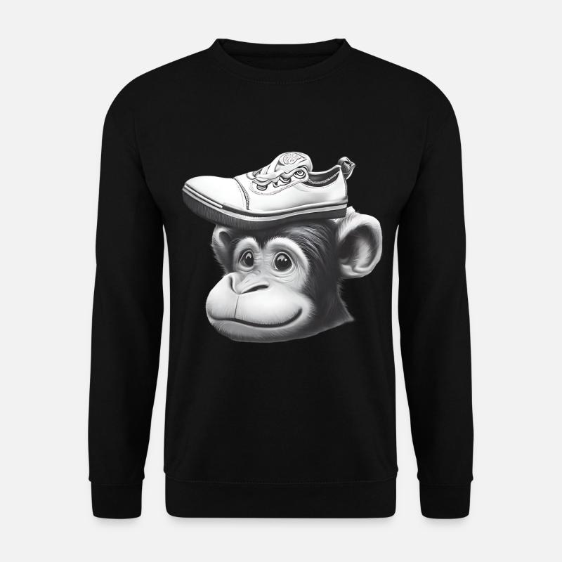 Affe mit Schuh-Hut - Unisex Pullover - Schwarz
