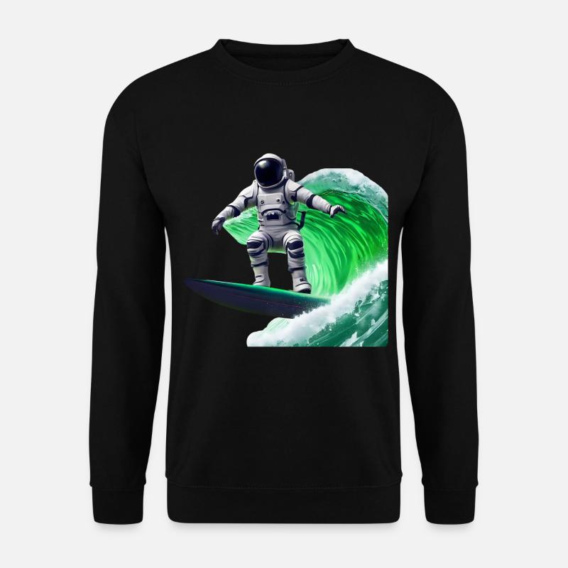 Green Waves Surfing Astronaut - Unisex Sweatshirt - black