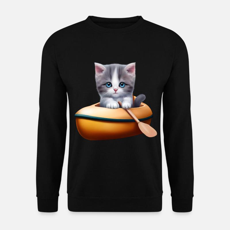Cute cat in kayak - Unisex Sweatshirt - black