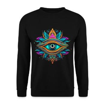 Design Element Eye Neon Tribal - Sweat-shirt Unisexe - noir - Devant - Alina (178cm) & Michal (187cm)