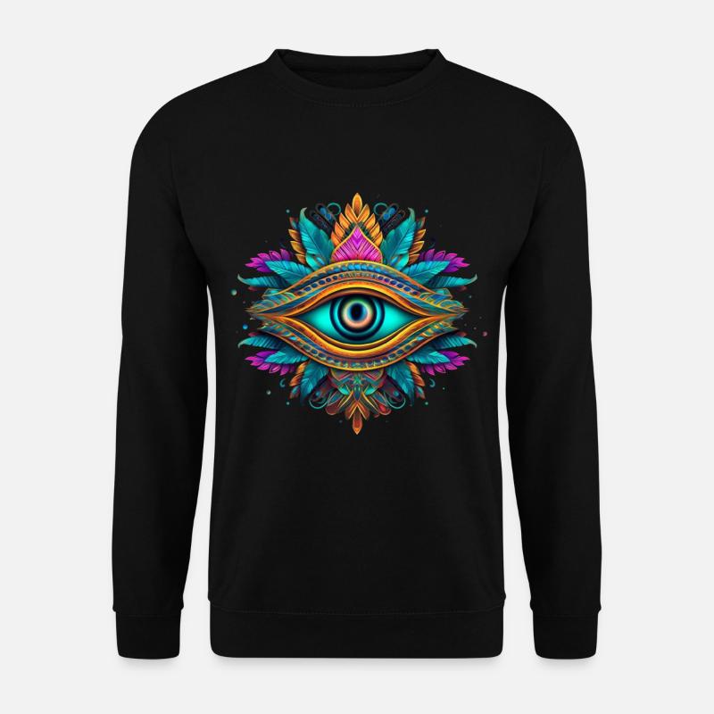 Design Element Auge Neon Tribal - Unisex Pullover - Schwarz