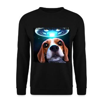 UFO-Selfie mit Beagle - Unisex Pullover - Schwarz - Vorne - Alina (178cm) & Michal (187cm)