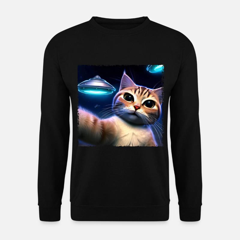 Cat selfie with UFO - Unisex Sweatshirt - black