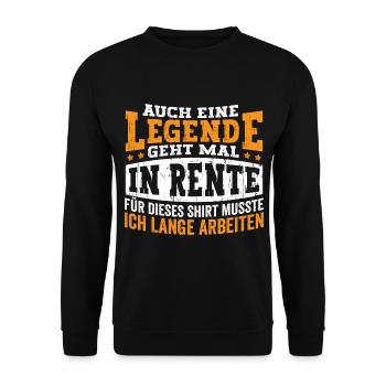 Auch eine Legne geht mal in Rente - Unisex Pullover - Schwarz - Vorne - Alina (178cm) & Michal (187cm)