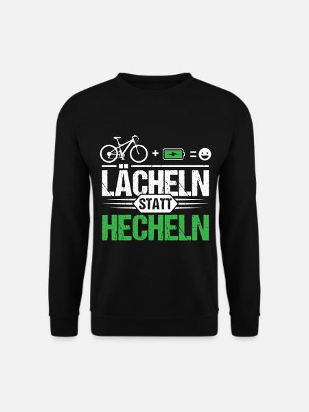 Fahrrad E-Bike Mountainbike Lächeln statt Hecheln! - Unisex Pullover - Schwarz