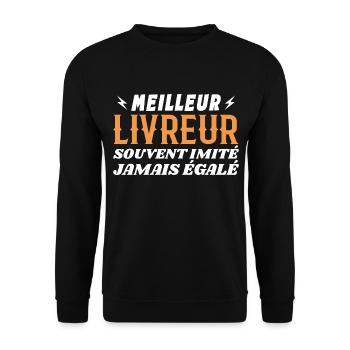 Super Delivery Man Humor Best Delivery Driver - Unisex Sweatshirt - black - Front - Alina (178cm) & Michal (187cm)