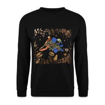 faune, oiseaux, oiseaux, fleurs, flore, nature - Sweat-shirt Unisexe - noir - Devant - Alina (178cm) & Michal (187cm)
