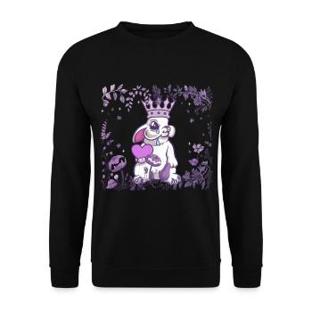 Hase König Herz Fantasy Kaninchen Märchen - Unisex Pullover - Schwarz - Vorne - Alina (178cm) & Michal (187cm)