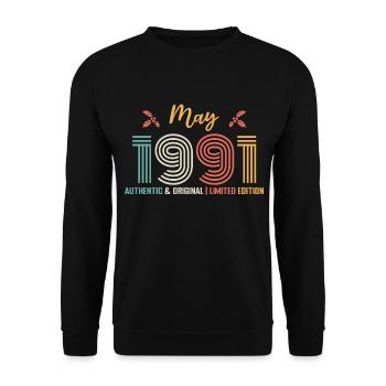 May 1991 Birthday May 1991 Retro - Unisex Sweatshirt - black - Front - Alina (178cm) & Michal (187cm)