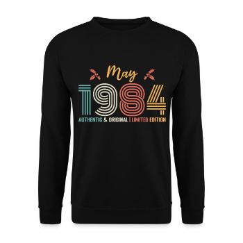 May 1984 Birthday May 1984 Retro - Unisex Sweatshirt - black - Front - Alina (178cm) & Michal (187cm)