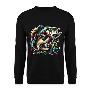 Bass Fish - Unisex Sweatshirt - black - Front - Alina (178cm) & Michal (187cm)